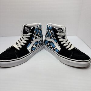 VANS‎ SK8-HI Shoes Womens Size 7 Blue Butterflies Checkered, Limited Edition